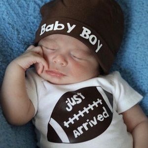 Baby Newborn Football Short Sleeve Onesie & Hat